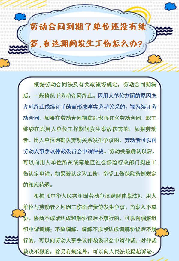 【人社日課】勞動合同到期了單位還沒有續(xù)簽，在這期間發(fā)生工傷怎么辦？.png